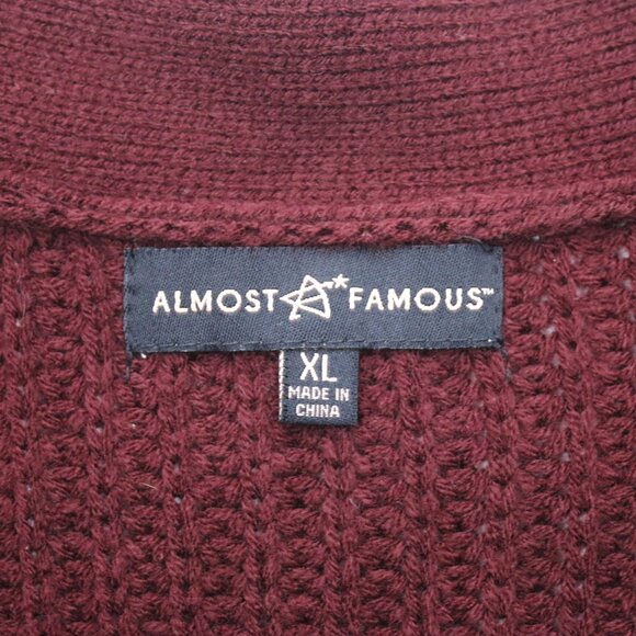 Almost Famous Womens XL Burgundy Knit Cardigan Sweater - Picture 4 of 4